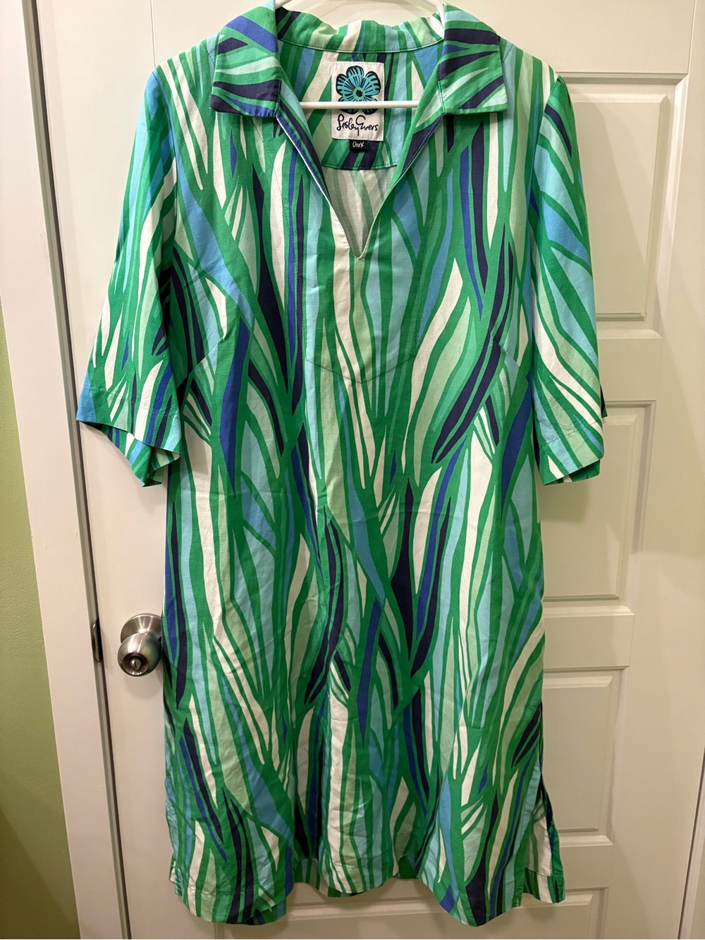 Leslie Evers Green & Aqua Striped Sundress